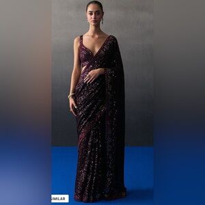 Angad Singh crimson saree